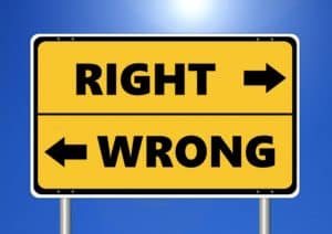 right and wrong sign for values
