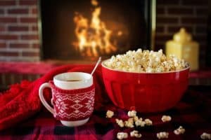popcorn and a cup of coffee