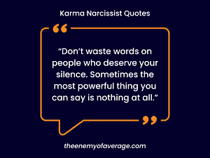 karma narcissism quote on blue wall