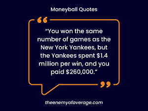 moneyball quote posted on blue wall