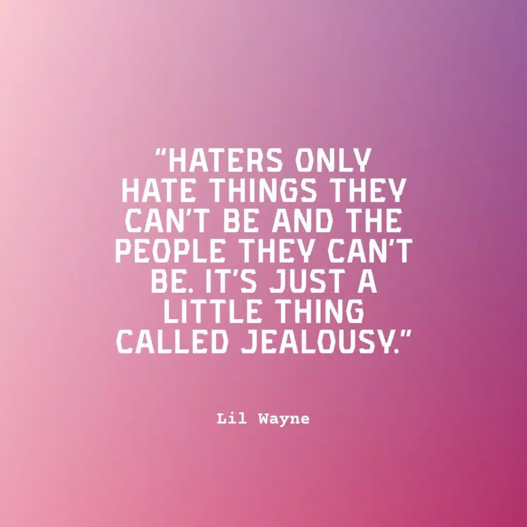 haters quote on pink wall